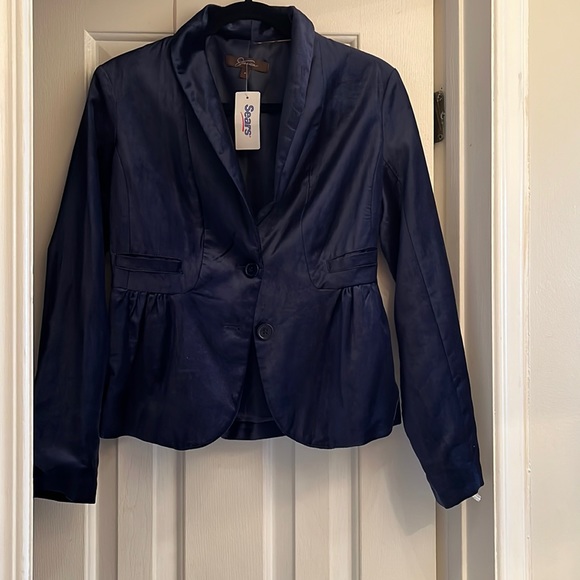 NWT Jessica péplum navy velvet blazer - Picture 4 of 15